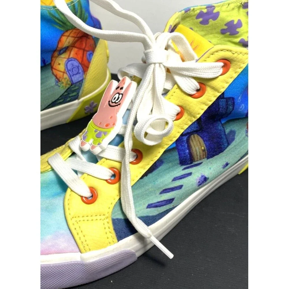 SpongeBob SquarePants High Top Graphic Canvas Sneakers Shoes Unisex M 7/W 8.5